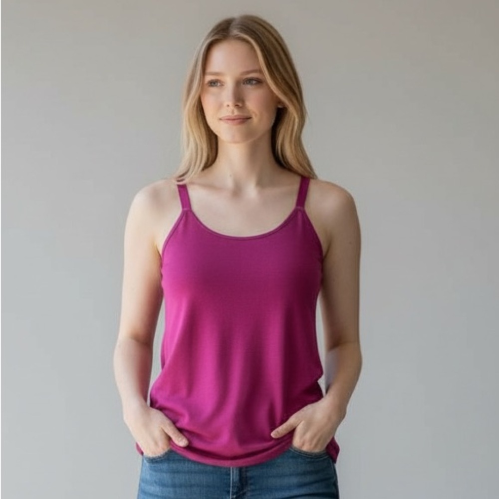 Sprytual Women L/XL Fuchsia Adjustable Strap Soft Stretch Sleeveless Camisole
